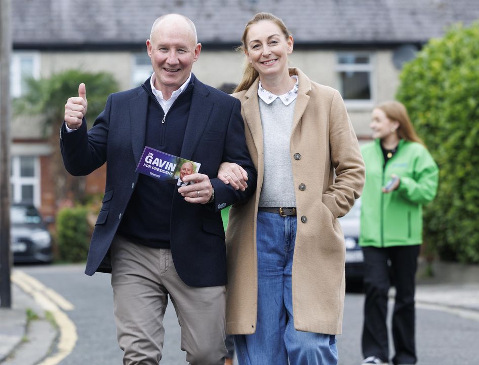 Jim Gavin and his wife Jennifer canvassing in Dublin